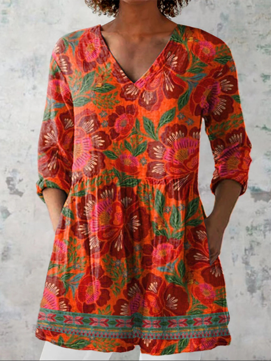 Marissa™ | Orange Blossom Tunic Blouse