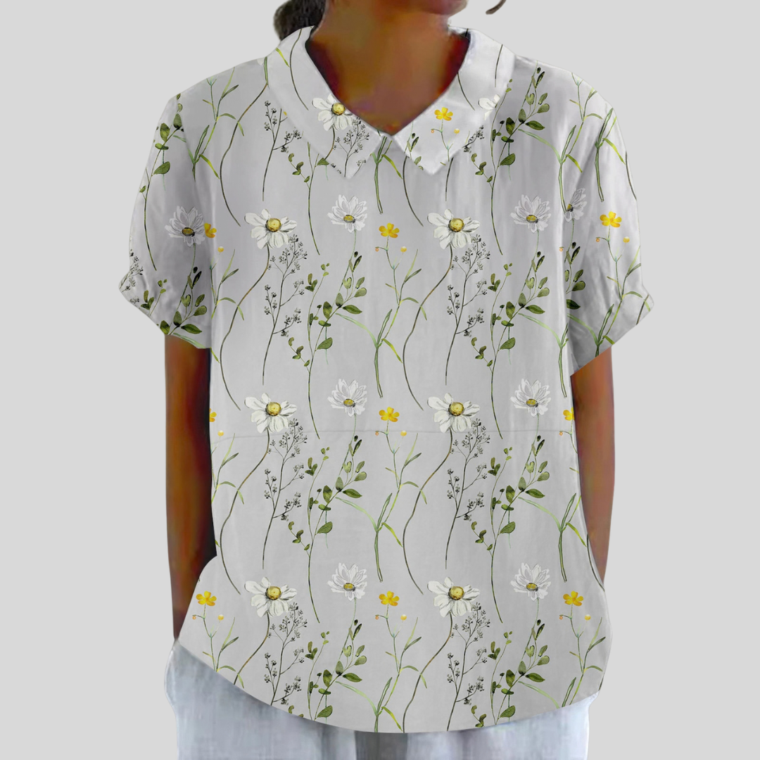 Sandra™ | Floral Polo Collar Top