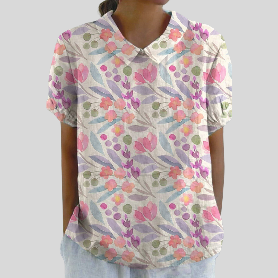 Susan™ | Floral Polo Collar Top