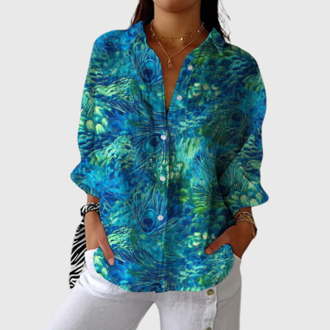 Brenda™ | Peacock Feather Blouse