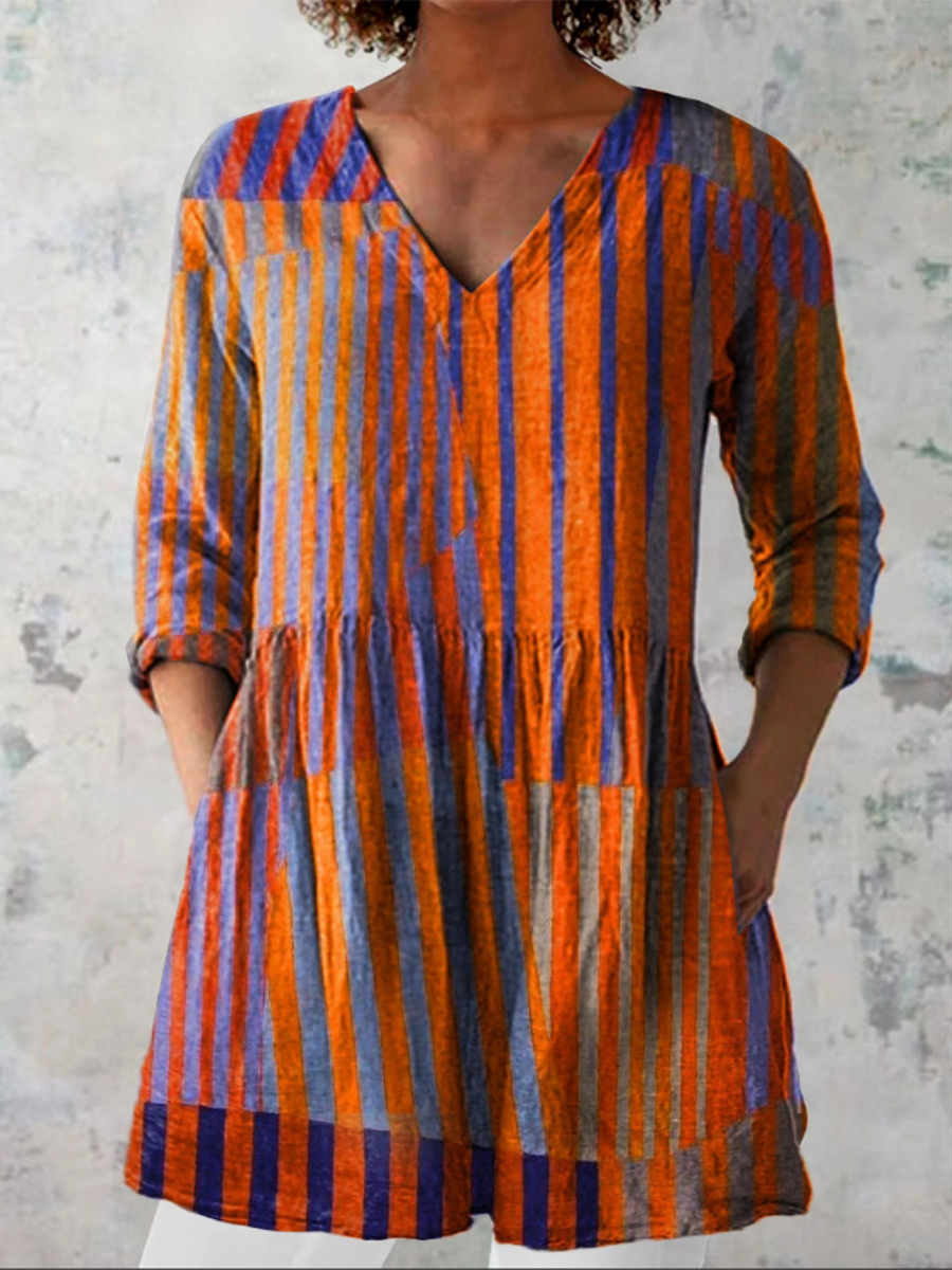 Polly™ | Orange Stripe Tunic Blouse