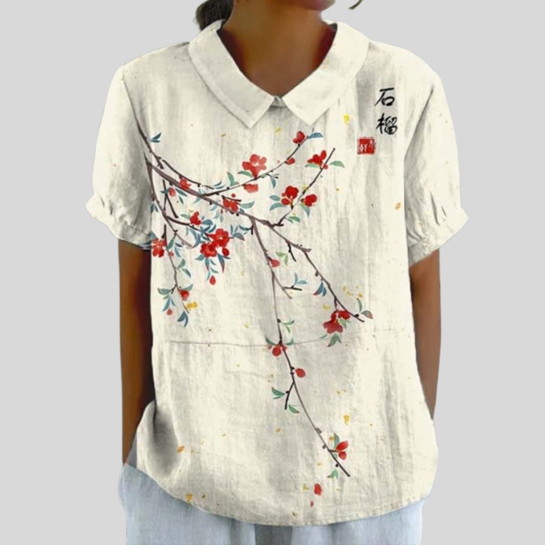 Heather™ | Floral Polo Collar Top
