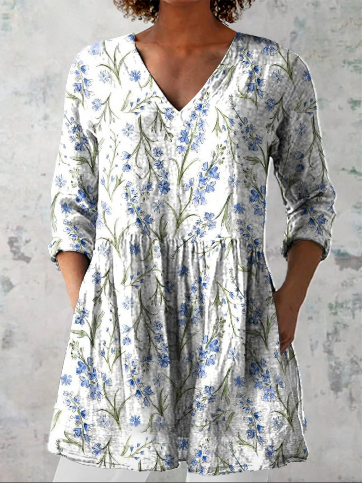 Alanna™ | White Botanical Tunic Blouse