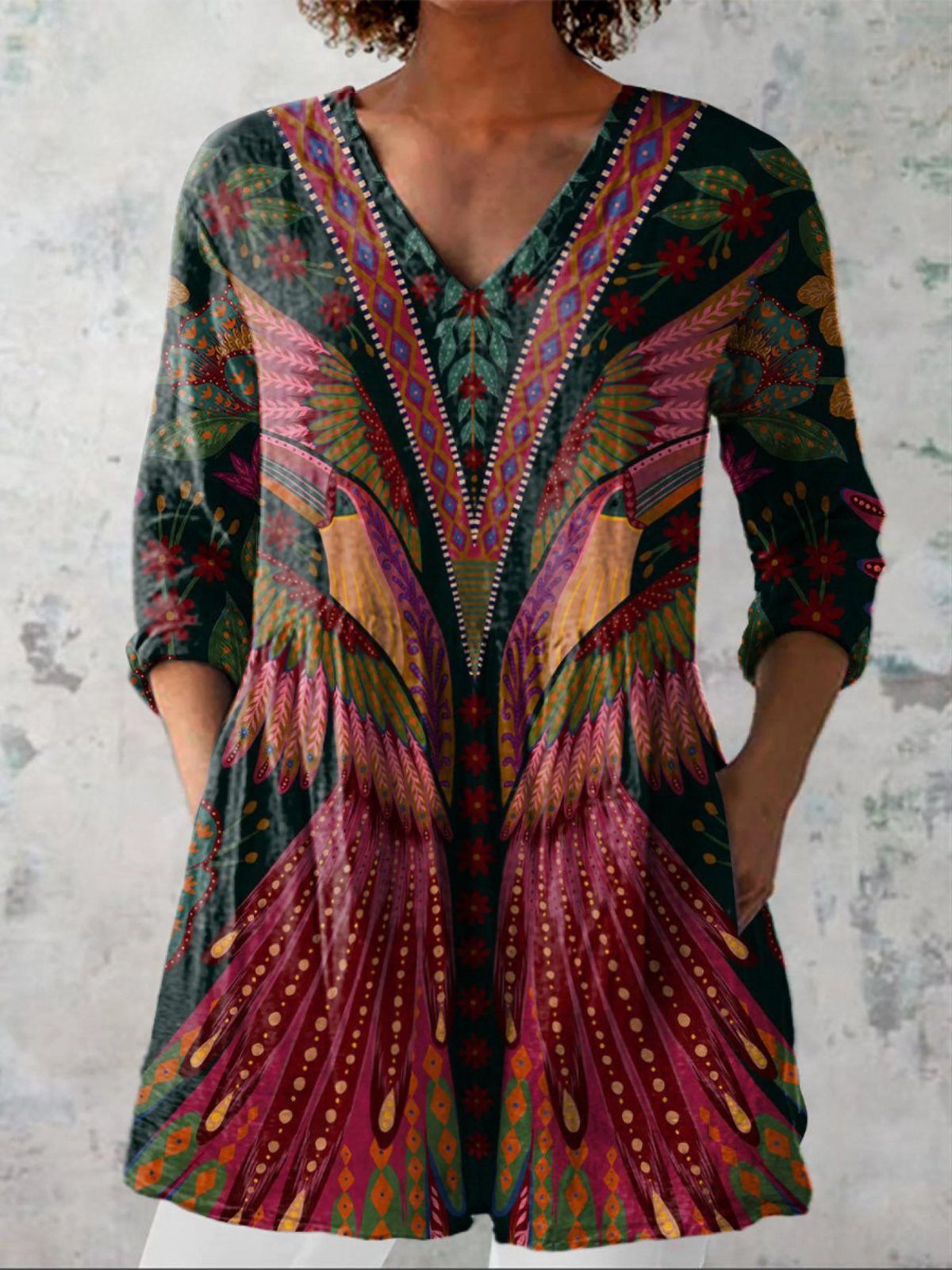 Nanette™ | Feather Ornament Tunic Blouse