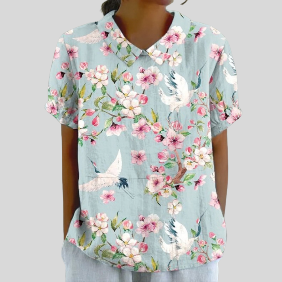 Karen™ | Crane & Blossom Polo Collar Top