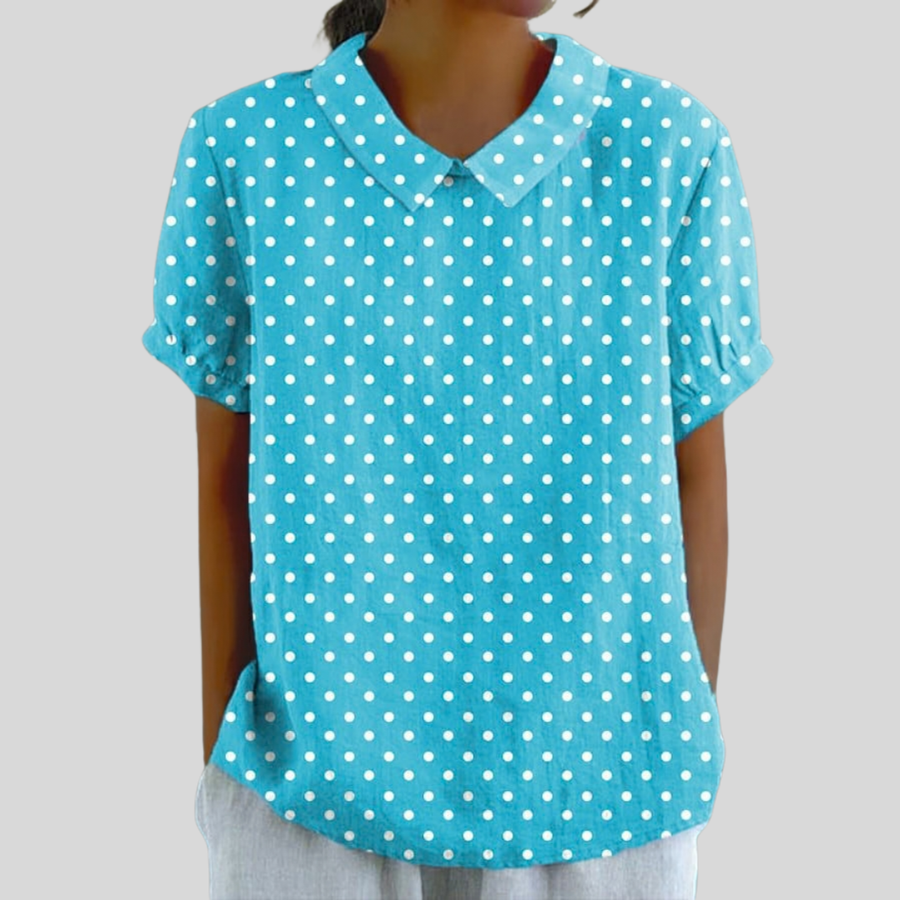 Linda™ | Polka Dot Polo Collar Top