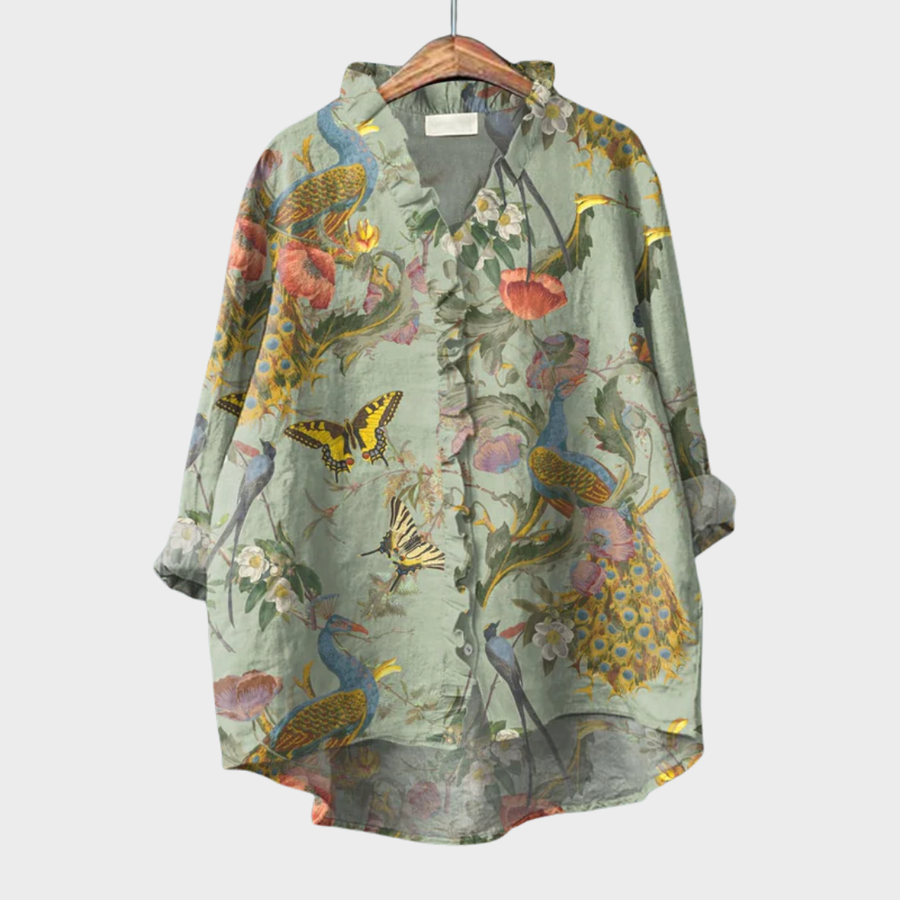 Yolanda™ | Green Print Blouse
