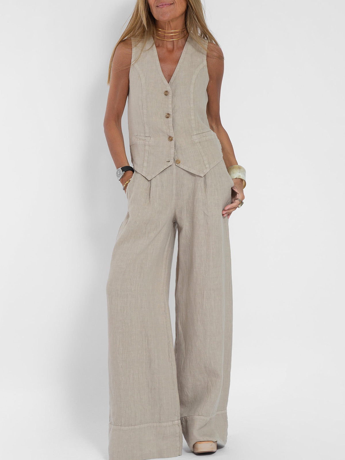 Natalie™ | Waistcoat & Wide-Leg Set
