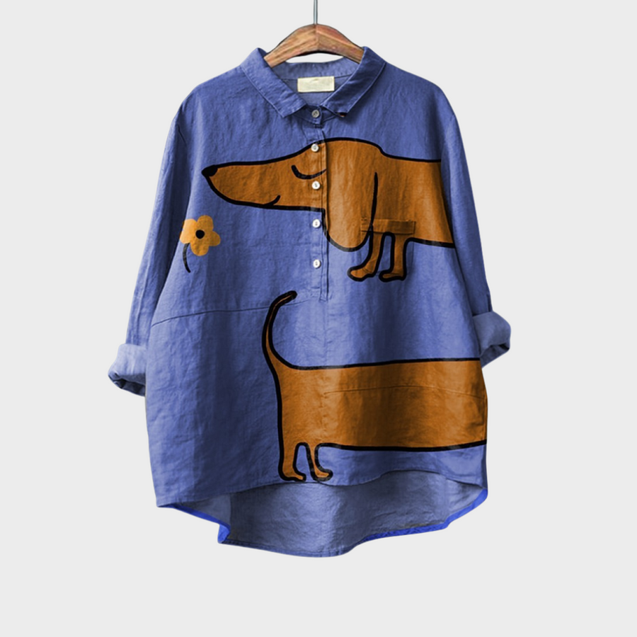 Audrey™ | Playful Dachshund Print Blouse