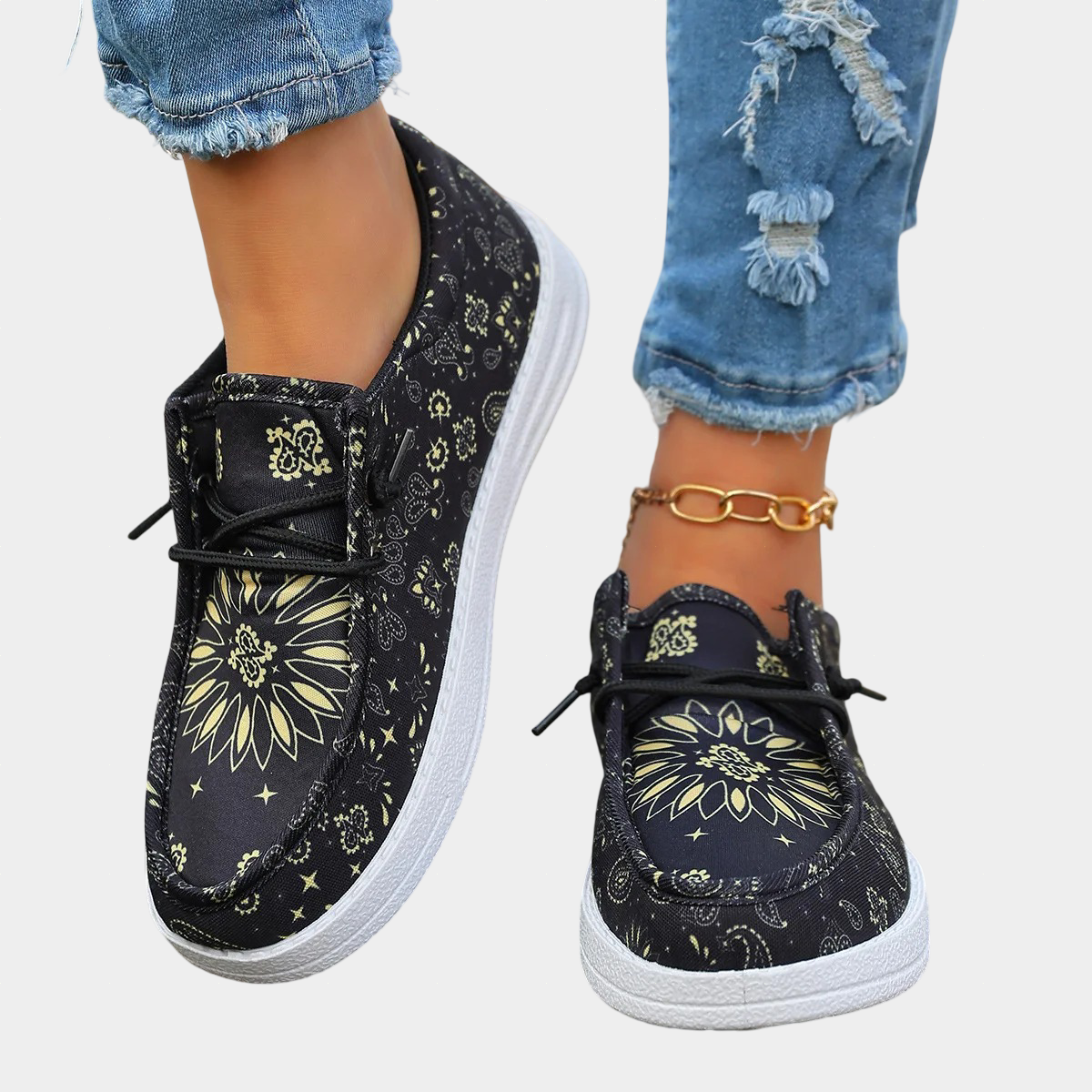 Brooke™ | Black & Yellow Comfort Shoes