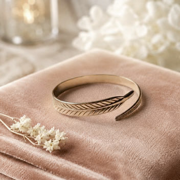 Rose gold leaf bangle bracelet