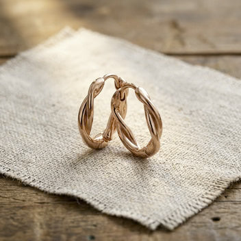 Rose gold twisted hoop earrings