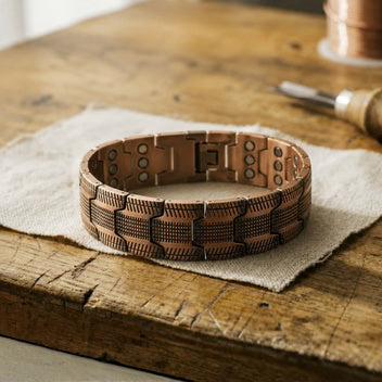Men's wide magnetic copper bracelet