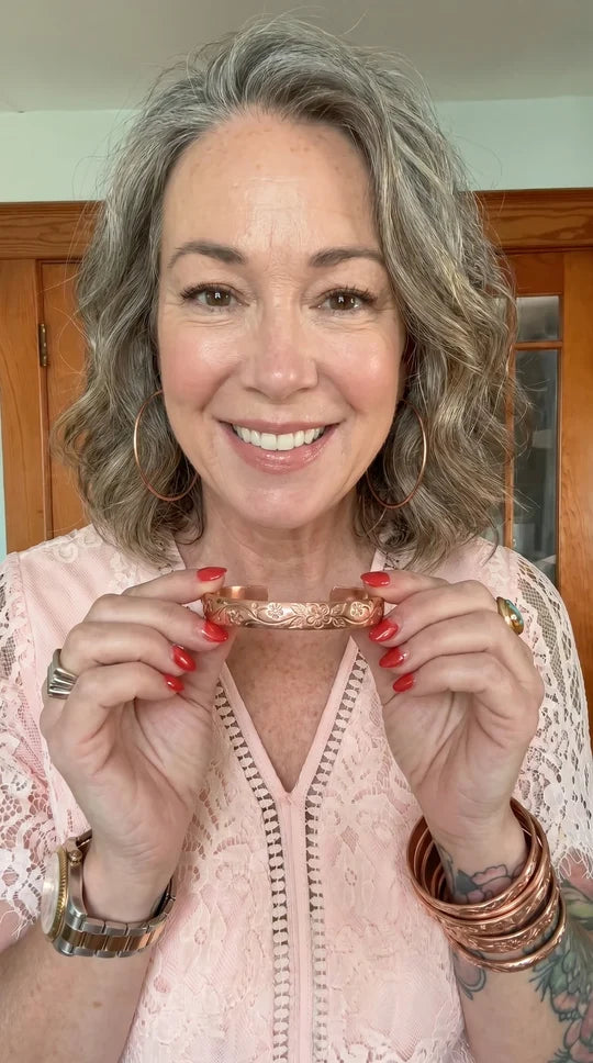 Customer wearing a copper bracelet