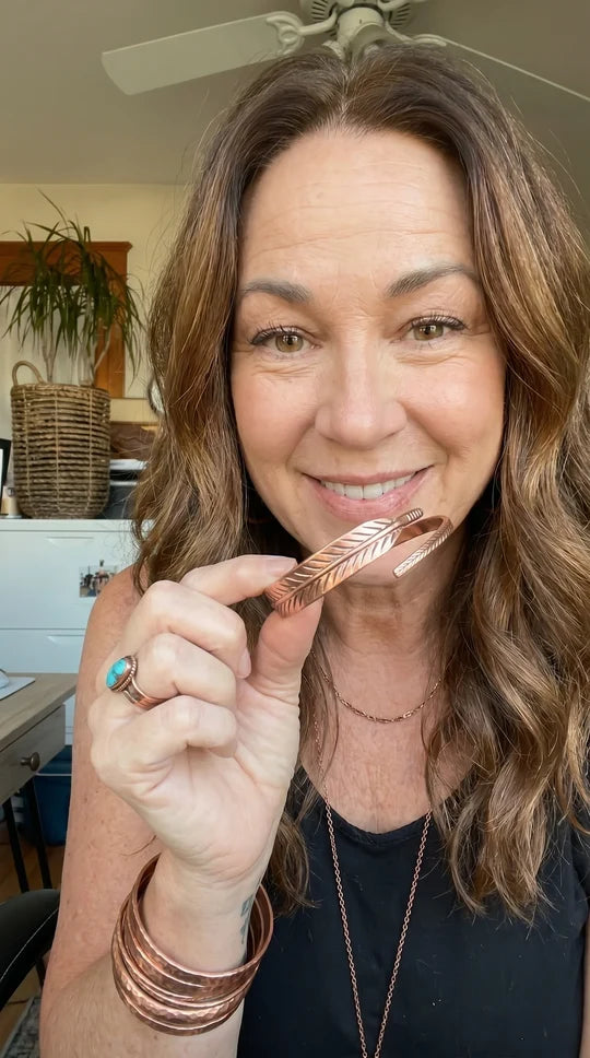 Customer wearing a copper bracelet